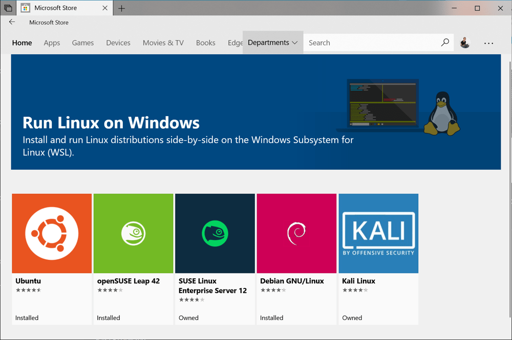 ein Screenshot der Windows Subsystem für Linux Dokumentation